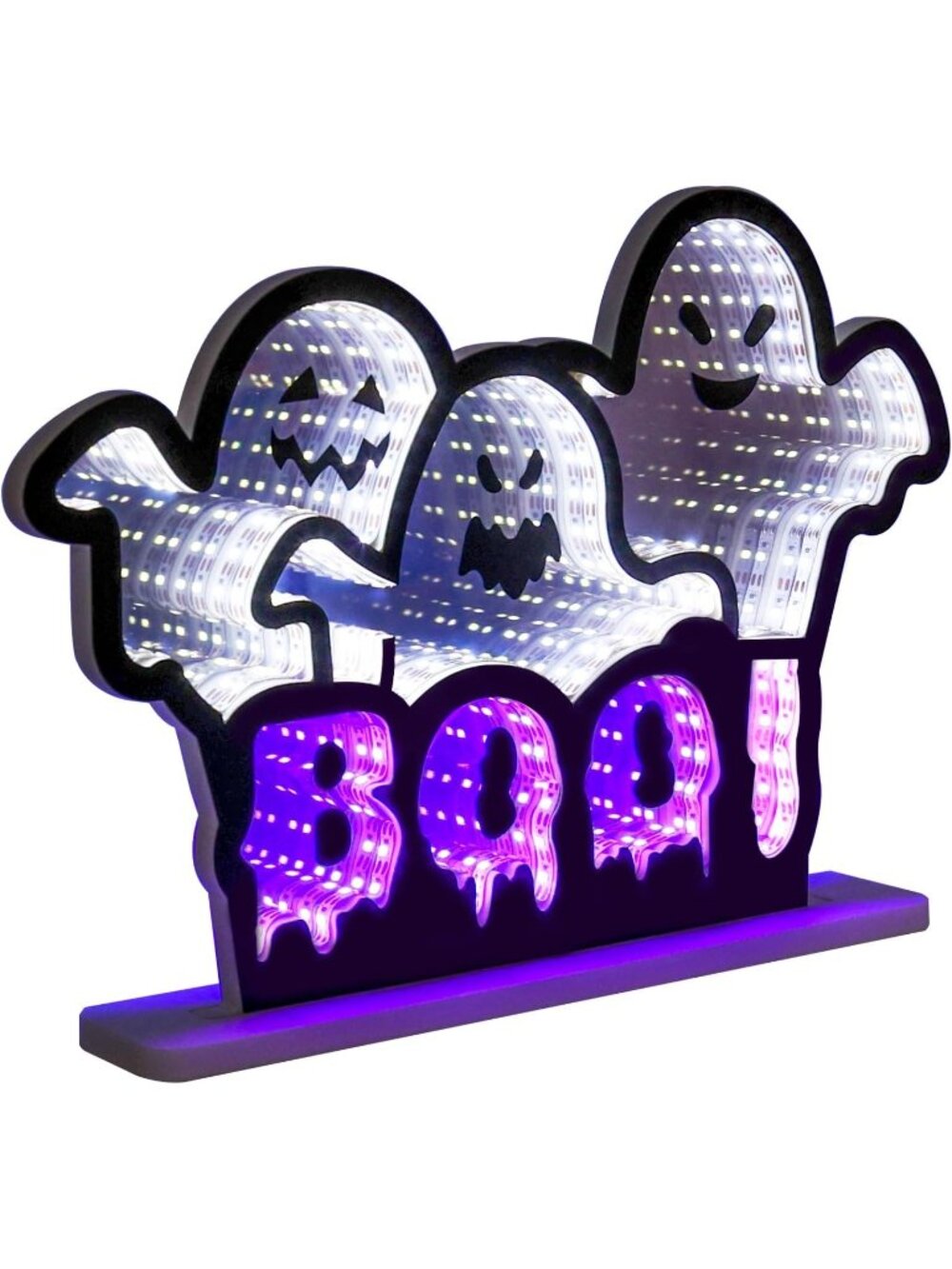 🎃 3 Ghosts Halloween Inflatable BOO Infinity Mirror Tunnel Light Decor